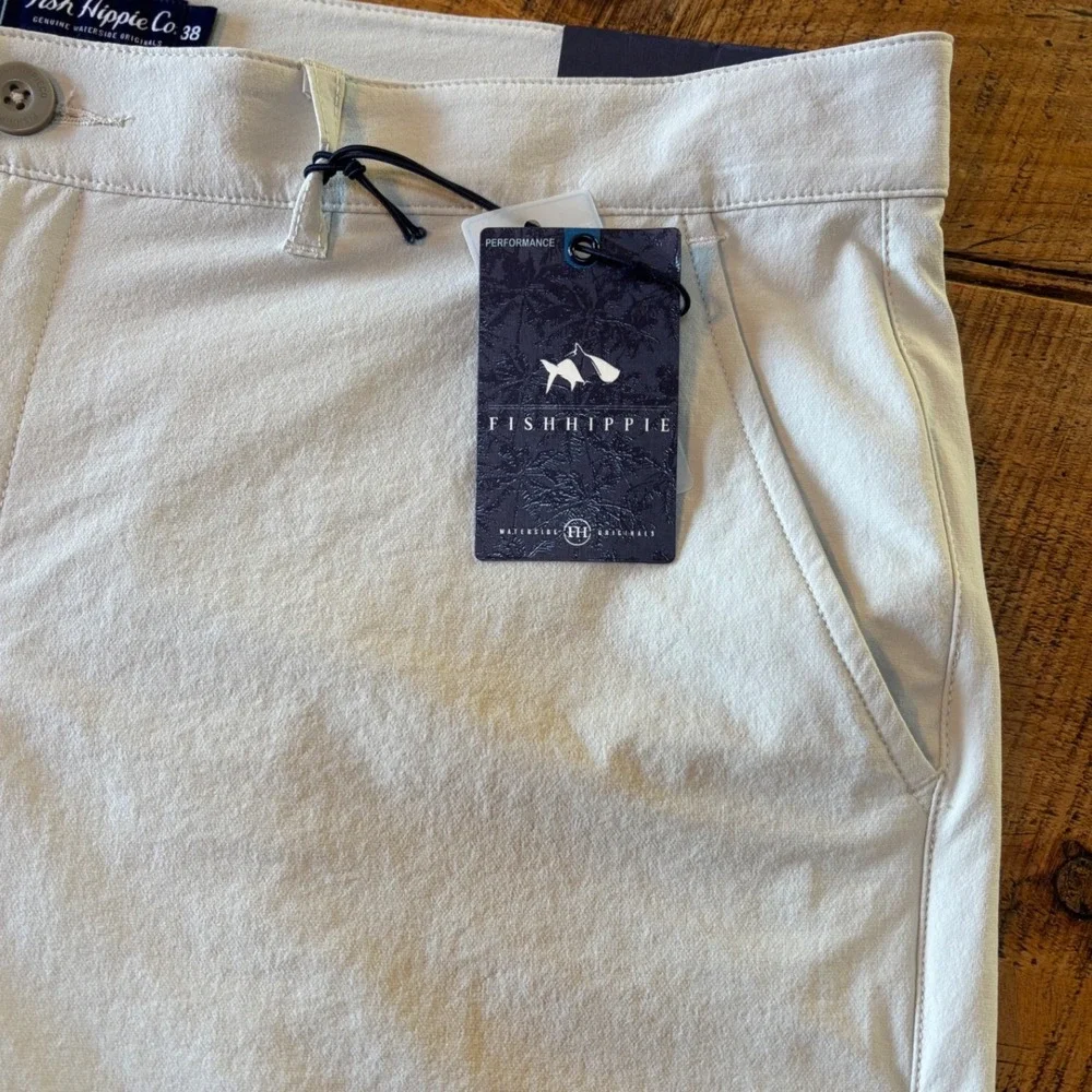NWT Fish Hippie‎ Co Mens Khaki Performance Drift Short Fishing Golf Size 38